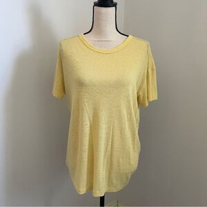 Aerie Relaxed Butter Yellow Short Sleeve Oversized Linen Mountain Tee size XXS